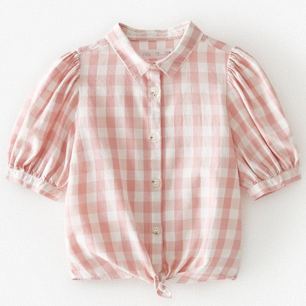 ZARA KNOTTED PLAID SHIRT